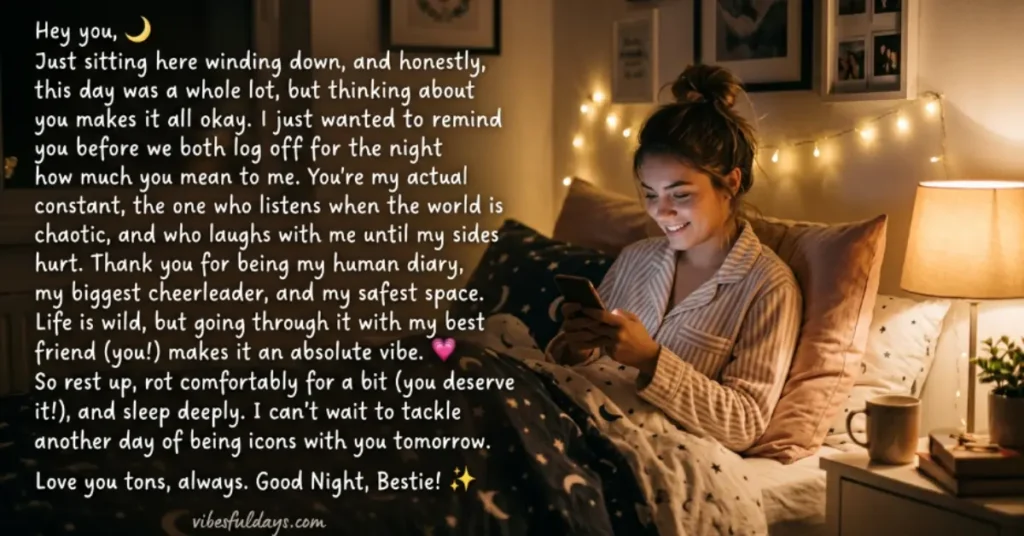 🌙Real Talk & Rot Time – Deep Good Night Paragraphs for Best Friend