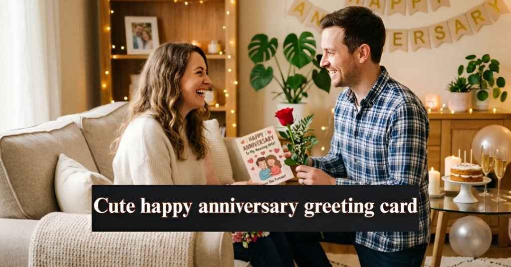 Cute happy anniversary greeting card