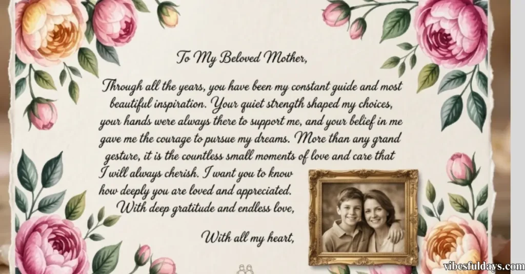 Deeply Emotional Letter to a Mother from Her Son